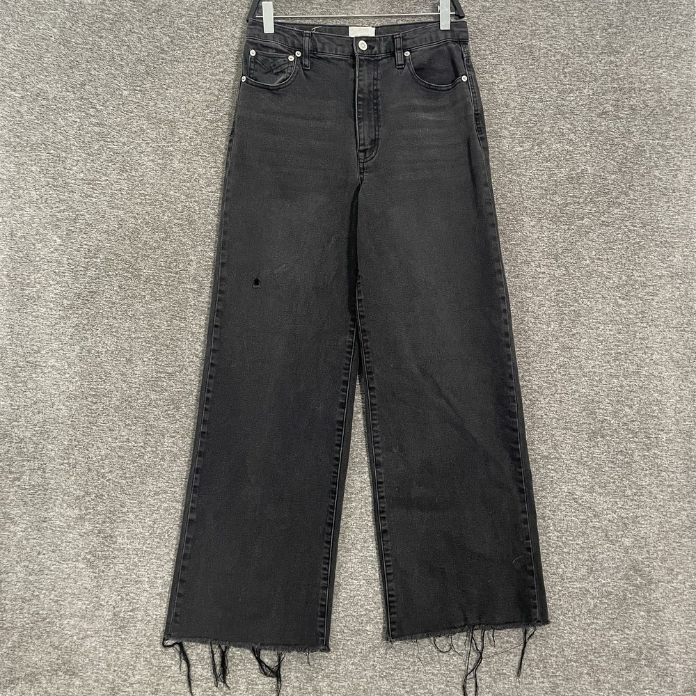 Unpublished Noemi Long Troubadour Jeans Womens 29 Black High Rise Wide Leg Denim